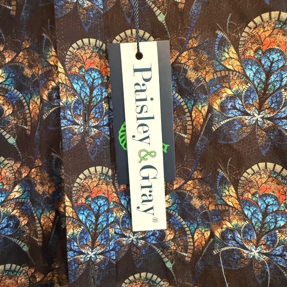 Paisley & Gray Mens Slim Fit Stain Glass Print Button Down Shirt Small - Picture 9 of 11